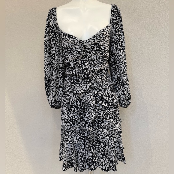 Zara Black and White Patterned Printed Dress - Picture 4 of 11